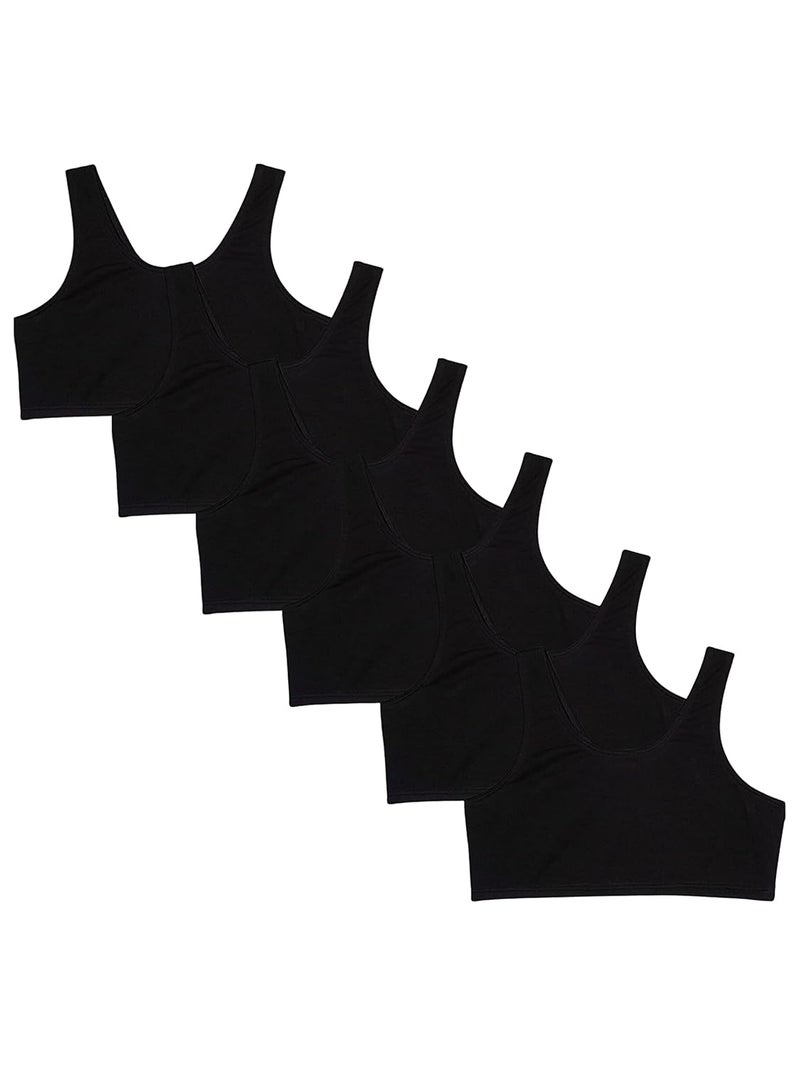 Mysha Sports Bra for Women & Girls - Pack of 6 Cotton Full Coverage Non-Padded Non-Wired T-Shirt Gym Workout Bras - Image 1